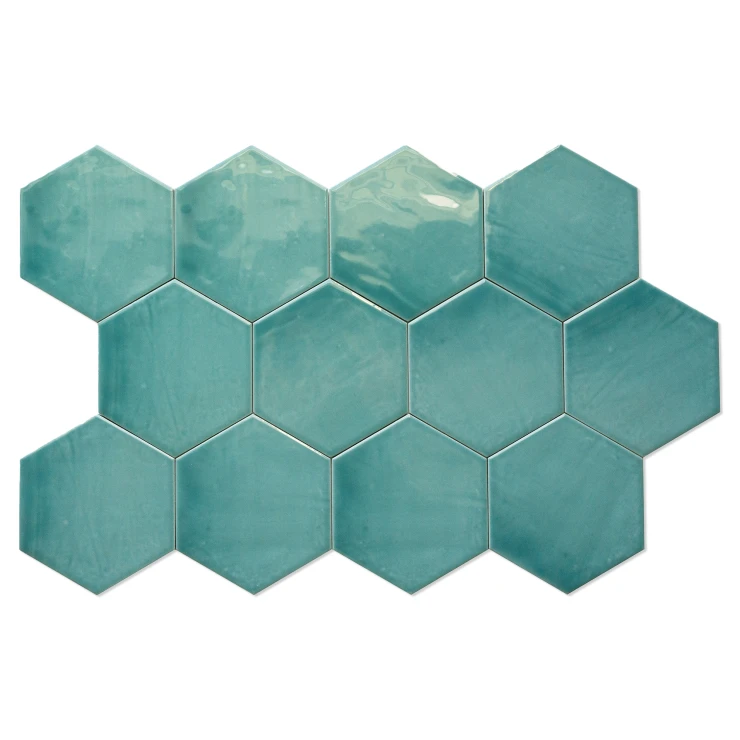 Hexagon Kakel Lume Teal Blank 14x16 cm-0