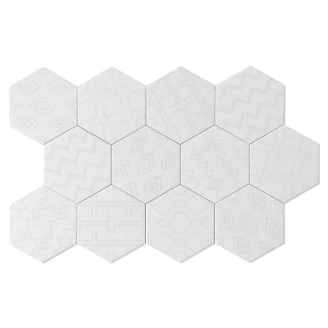 Hexagon Klinker Advant Vit Mönstrad Matt 14x16 cm-2