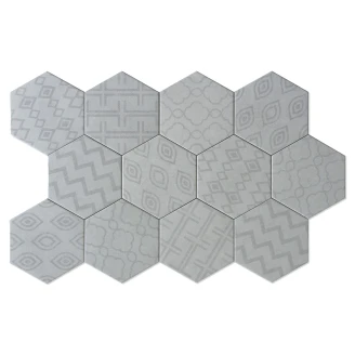 Hexagon Klinker Advant Grå Mönstrad Matt 14x16 cm-2