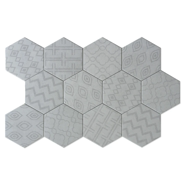 Hexagon Klinker Advant Grå Mönstrad Matt 14x16 cm-1