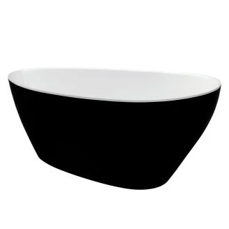 Handgjorda Mineral DuraBe Mineralgjutning Badkar Verona Svart Matt 140x63 cm med Vit Pop-up Bottenventil