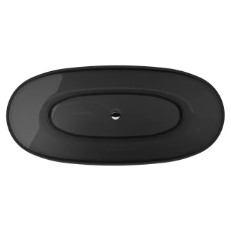 Badkar Brillant Svart Blank 170 cm med Krom Pop-up Bottenventil