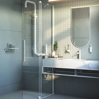 Duschvägg Prizma Vit Matt 6 mm 100x195 cm Skjutdörr
