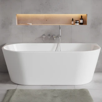 Badkar <strong>Fiore</strong>  Vit Blank 150 cm med Krom Pop-up Bottenventil