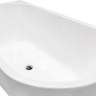 Badkar Fiore Vit Blank 170 cm med Krom Pop-up Bottenventil