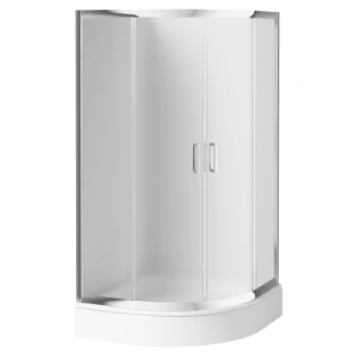 Duschhörn med Dörr <strong>Funkia</strong>  Rund Krom 90x90x170 cm Frostat glas