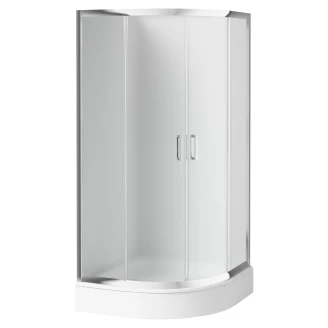 Duschhörn med Dörr <strong>Funkia</strong>  Rund Krom 80x80x185 cm Frostat glas