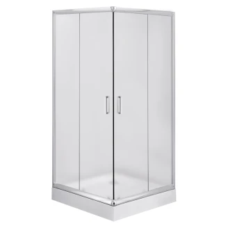 Duschhörn med Dörr <strong>Funkia</strong> Kvadratisk Krom 80x80 cm Frostat glas