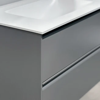 Tvättställsskåp Tona Grå Matt 120 cm med Dubbelt Handfat Vit Blank