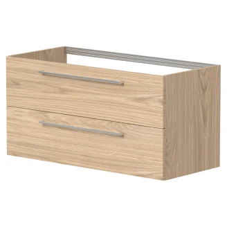 Tvättställsskåp Nova Trä Light Oak Matt 100 cm med Handfat Vit Blank