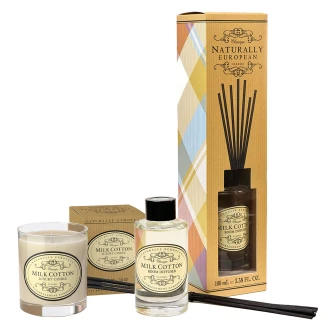 <strong>Naturally European</strong>  Set med Diffuser och Ljus Mjölk Bomull