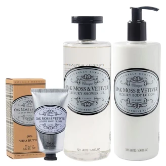 <strong>Naturally European</strong>  Set med Duschgel, Kroppslotion och Handkräm Ek Mossa & Vetiver