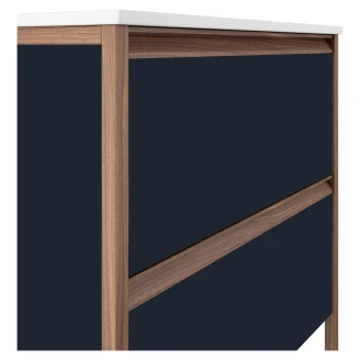 Badrumskommod Tone Mörkblå-Walnut Matt 100 cm, 2 Lådor med Handfat