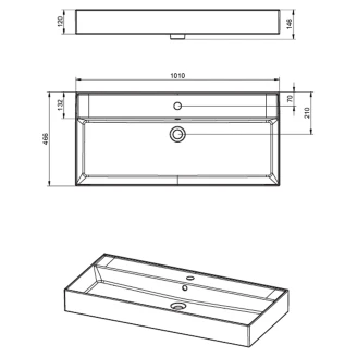 Tvättställ <strong>Mira</strong>  Vit Blank 100 cm