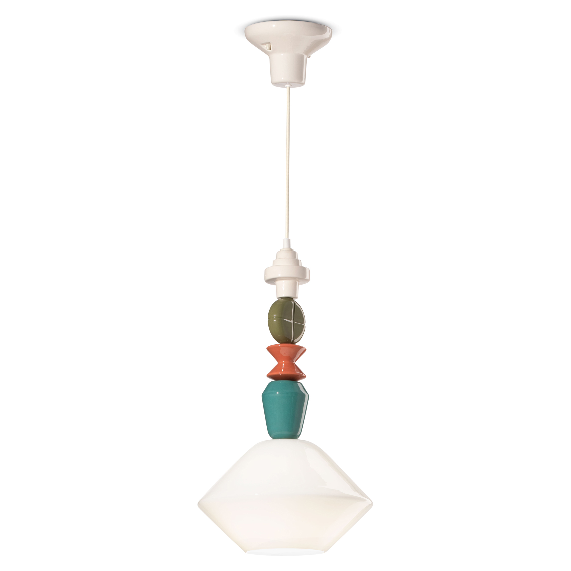 Ferroluce Hängande Lampa Lariat Mjölkvit 56 cm