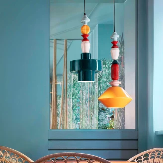 Ferroluce Hängande Lampa Lariat Petrolgrön 60 cm