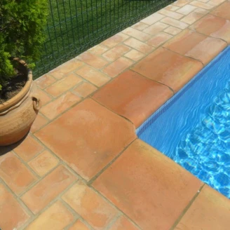 Alteret Handgjort Klinker Poolkant Innerhörn <strong>Natural Terracotta</strong>  45x45 cm
