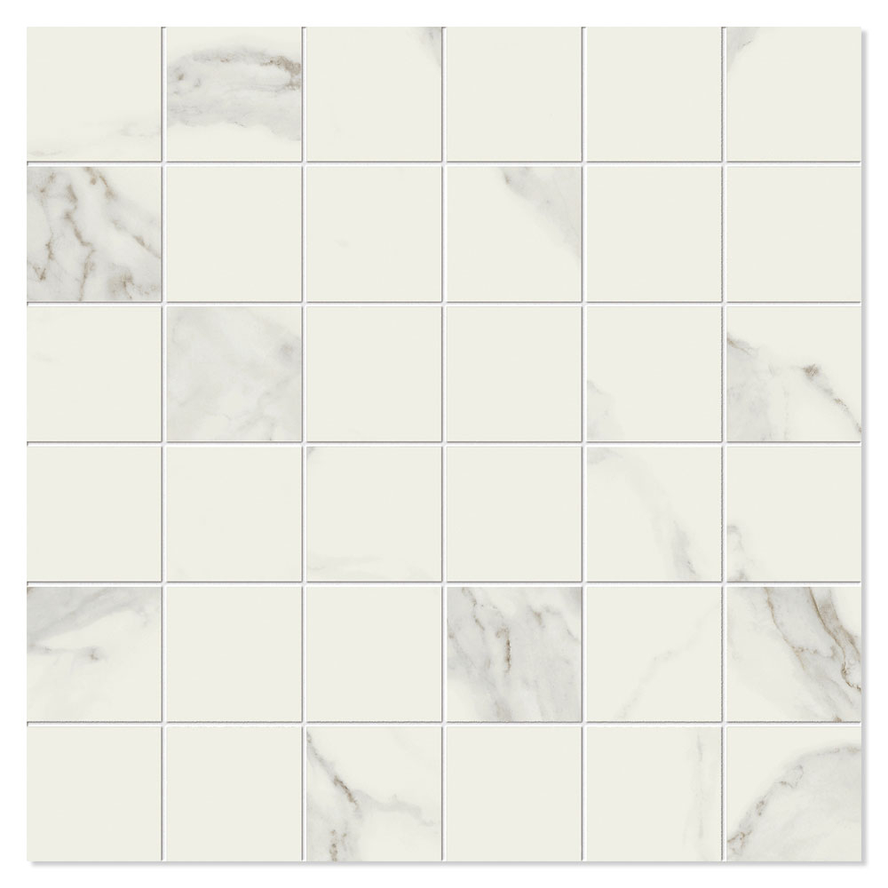 Unicomstarker Marmor Mosaik Klinker Statuario Polerad 30x30 (5x5) cm