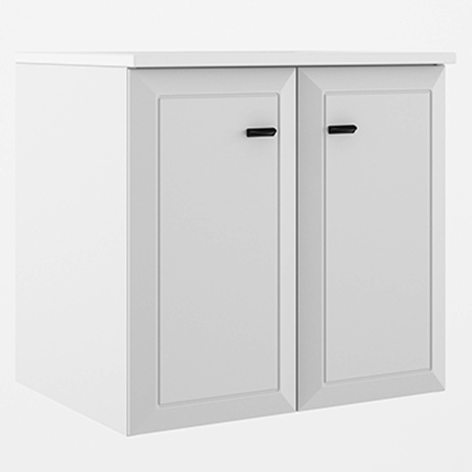 Tvättställsskåp Tandem Vit Matt 60 cm med Två Dörrar med Handfat Vit Blank