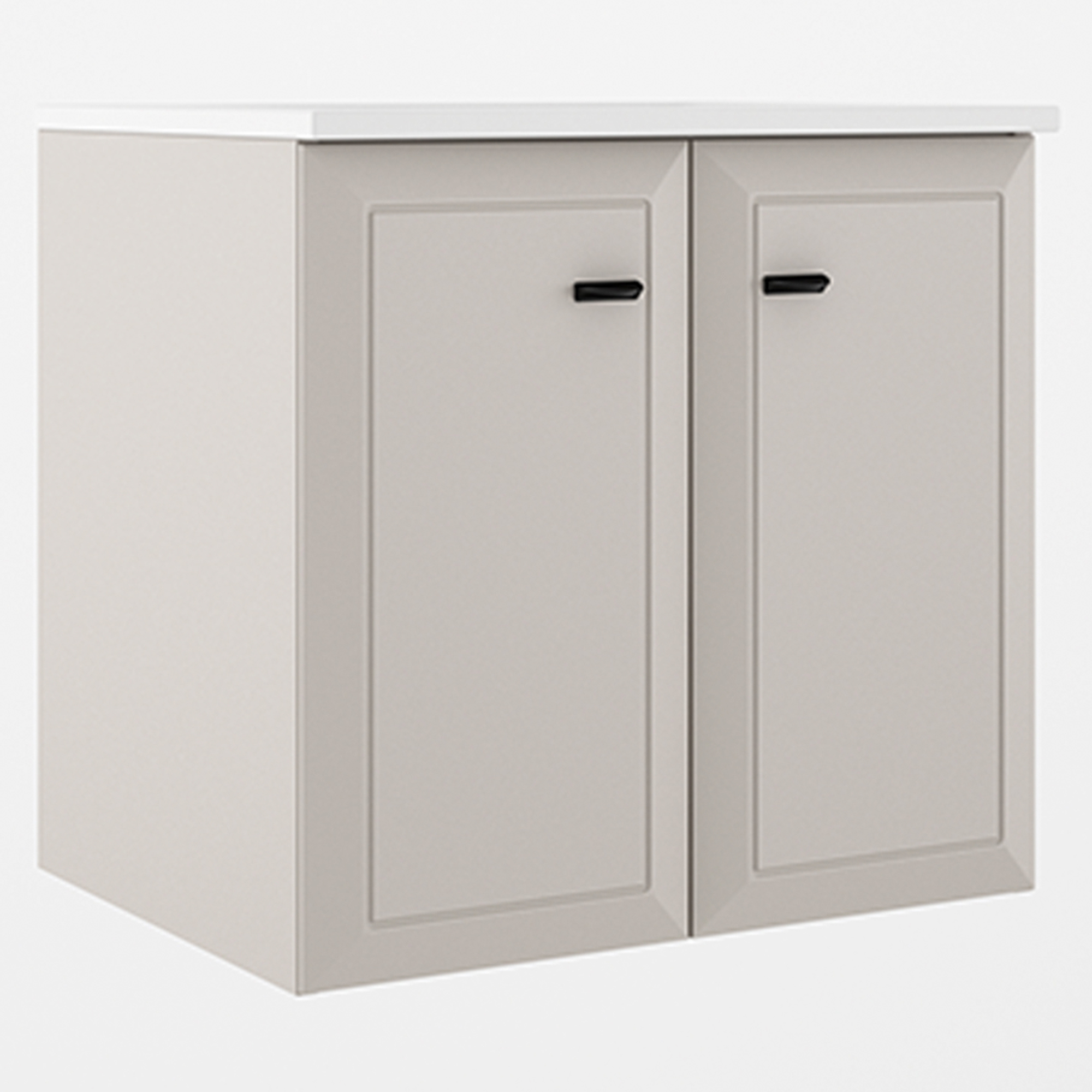 Tvättställsskåp Tandem Beige Matt 60 cm med Två Dörrar med Handfat Vit Blank