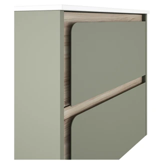 Badrumskommod <strong>Clarte</strong>  Grön-Ek Matt 60 cm med Handfat Vit Blank