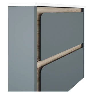Badrumskommod <strong>Clarte</strong>  Blå-Ek Matt 60 cm med Handfat Vit Blank