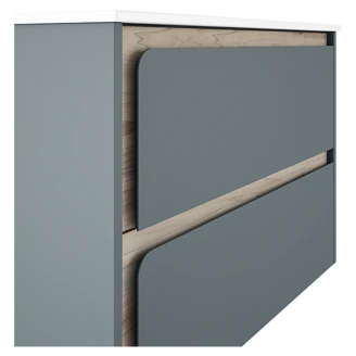 Badrumskommod Clarte Blå-Ek Matt 80 cm med Handfat Vit Blank