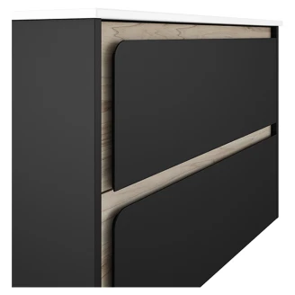Badrumskommod <strong>Clarte</strong>  Svart-Ek Matt 80 cm med Handfat Vit Blank