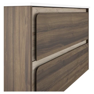Badrumskommod Clarte Walnut-Ek Matt 80 cm med Handfat Vit Blank