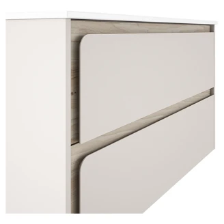 Badrumskommod Clarte Beige-Ek Matt 100 cm med Handfat Vit Blank