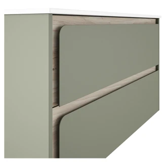 Badrumskommod <strong>Clarte</strong>  Grön-Ek Matt 100 cm med Handfat Vit Blank
