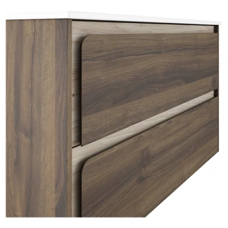 Badrumskommod Clarte Walnut-Ek Matt 100 cm med Handfat Vit Blank