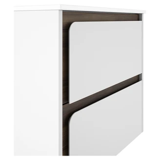 Badrumskommod Clarte Vit-Walnut Matt 60 cm med Handfat Vit Blank