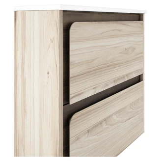 Badrumskommod Clarte Ek-Walnut Matt 60 cm med Handfat Vit Blank