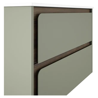 Badrumskommod <strong>Clarte</strong>  Grön-Walnut Matt 80 cm med Handfat Vit Blank
