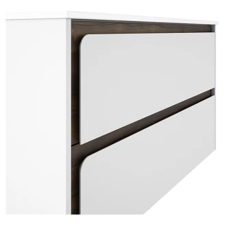 Badrumskommod <strong>Clarte</strong>  Vit-Walnut Matt 100 cm med Handfat Vit Blank