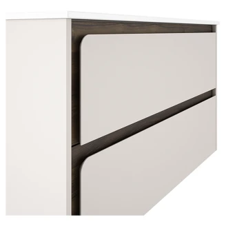 Badrumskommod Clarte Beige-Walnut Matt 100 cm med Handfat Vit Blank