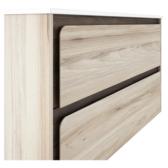 Badrumskommod <strong>Clarte</strong>  Ek-Walnut Matt 100 cm med Handfat Vit Blank