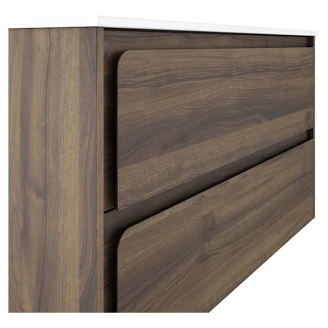 Badrumskommod Clarte Walnut Matt 100 cm med Handfat Vit Blank