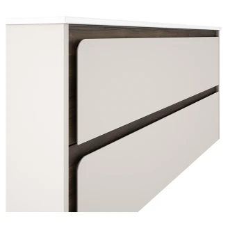 Badrumskommod <strong>Clarte</strong>  Beige-Walnut Matt 120 cm med Handfat Vit Blank Höger