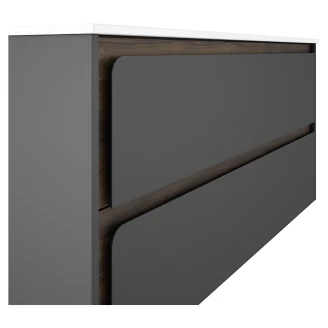 Badrumskommod <strong>Clarte</strong>  Mörkgrå-Walnut Matt 120 cm med Handfat Vit Blank Höger