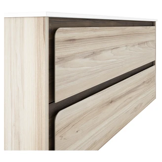Badrumskommod <strong>Clarte</strong>  Ek-Walnut Matt 120 cm med Handfat Vit Blank Höger
