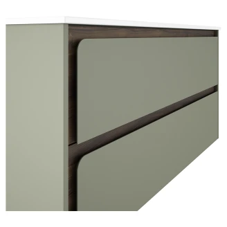 Badrumskommod <strong>Clarte</strong>  Grön-Walnut Matt 120 cm med Handfat Vit Blank Vänster