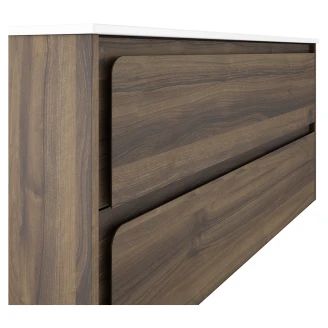 Badrumskommod <strong>Clarte</strong>  Walnut Matt 120 cm med Handfat Vit Blank Vänster