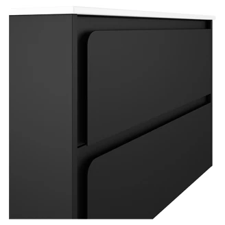 Badrumskommod Clarte Svart Matt 80 cm med Handfat Vit Blank