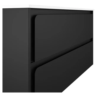 Badrumskommod <strong>Clarte</strong>  Svart Matt 100 cm med Handfat Vit Blank