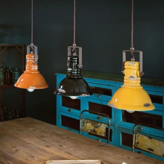 Ferroluce Hängande Lampa Gamma Industrial Vintage Svart ∅ 23 cm