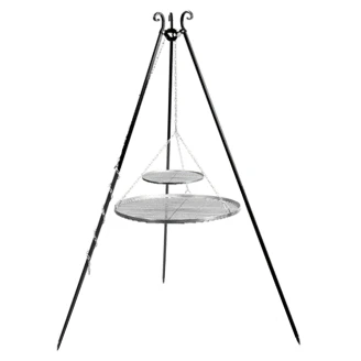 <strong>CookKing</strong>  Tripod Grill 180 cm med Dubbel Grillgaller 80, 40 cm Rostfritt Stål