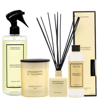 <strong>Cereria Molla</strong>  Set Ljus, Premium Diffuser, Refilldiffuser & Hemtextilspray Bergamott från Kalabrien