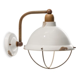 Ferroluce Vägglampa <strong>Gamma Industrial</strong>  Vintage Vit ∅ 23 cm